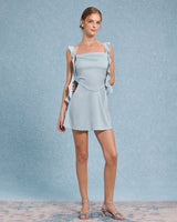 Blue Square Neck Slip Mini Dress - Threadford