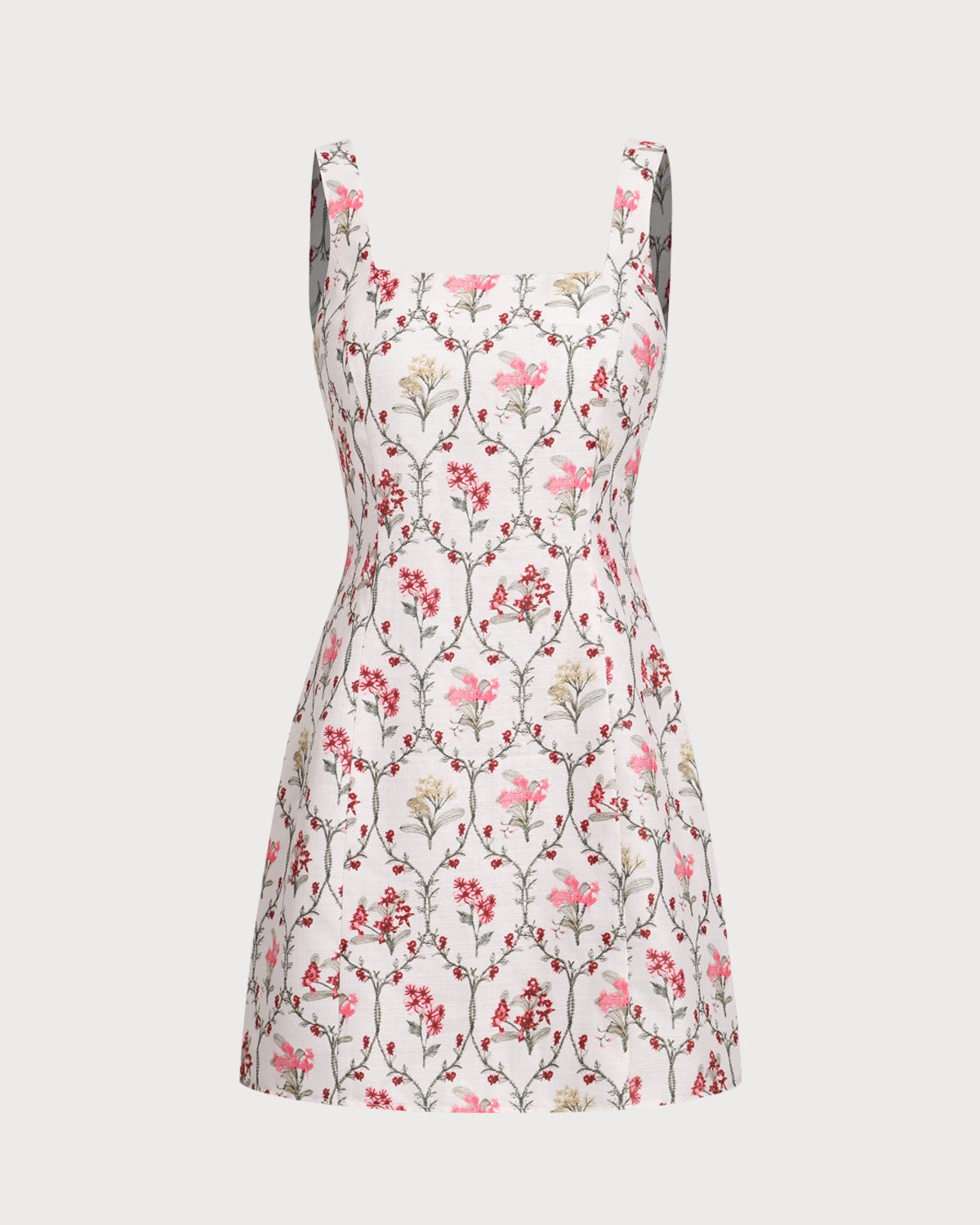 Floral Square Neck A-Line Slip Mini Dress - Threadford