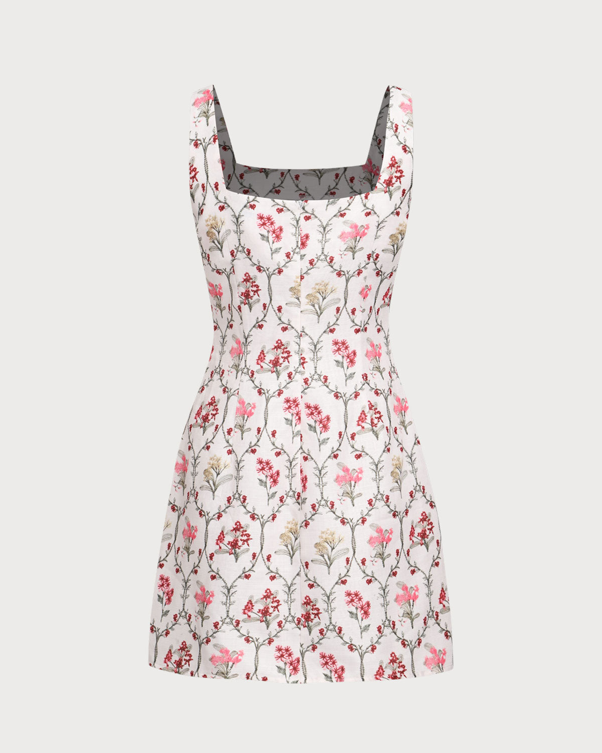 Floral Square Neck A-Line Slip Mini Dress - Threadford
