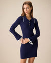 Women's Navy Contrasting Bodycon Sweater Dress - Threadford