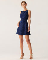 Blue Polka Dot Sleeveless Cut Out Mini Dress - Threadford