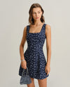 Navy Floral Square Neck Slip Mini Dress - Threadford