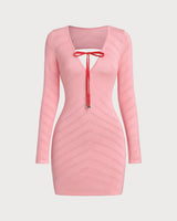 Bettydress - Pink Bodycon Cut Out Mini Dress - Threadford