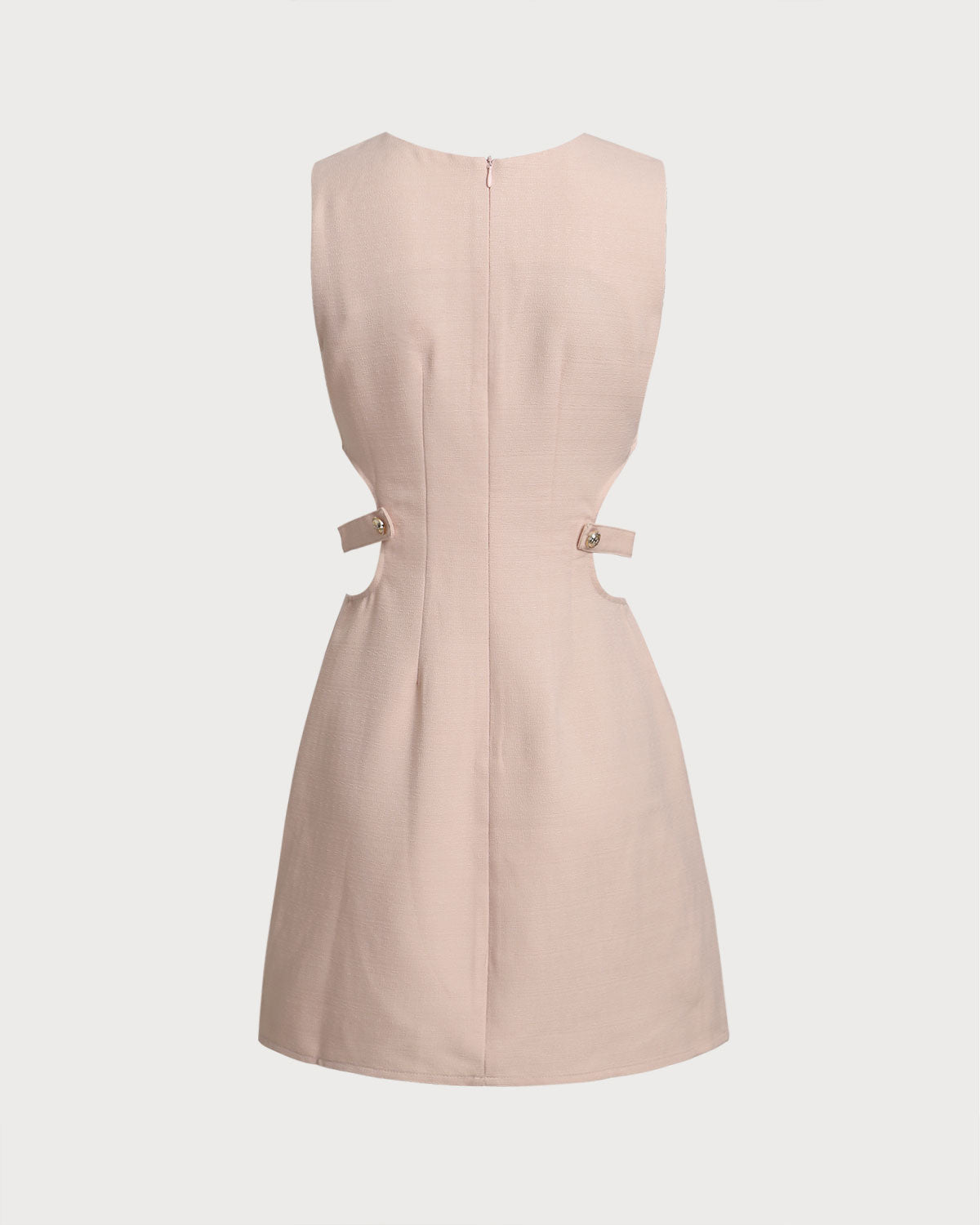 Pink Boat Neck Cut Out Sleeveless Mini Dress - Threadford