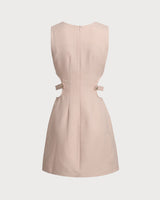 Pink Boat Neck Cut Out Sleeveless Mini Dress - Threadford