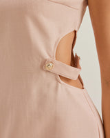 Pink Boat Neck Cut Out Sleeveless Mini Dress - Threadford