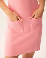 Pink Mock Neck Pocket Sweater Dress - Threadford