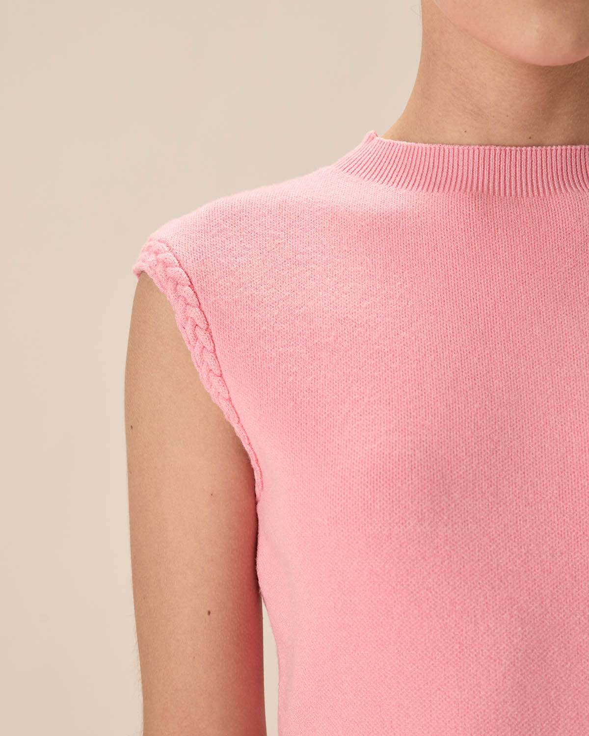 Pink Mock Neck Pocket Sweater Dress - Threadford