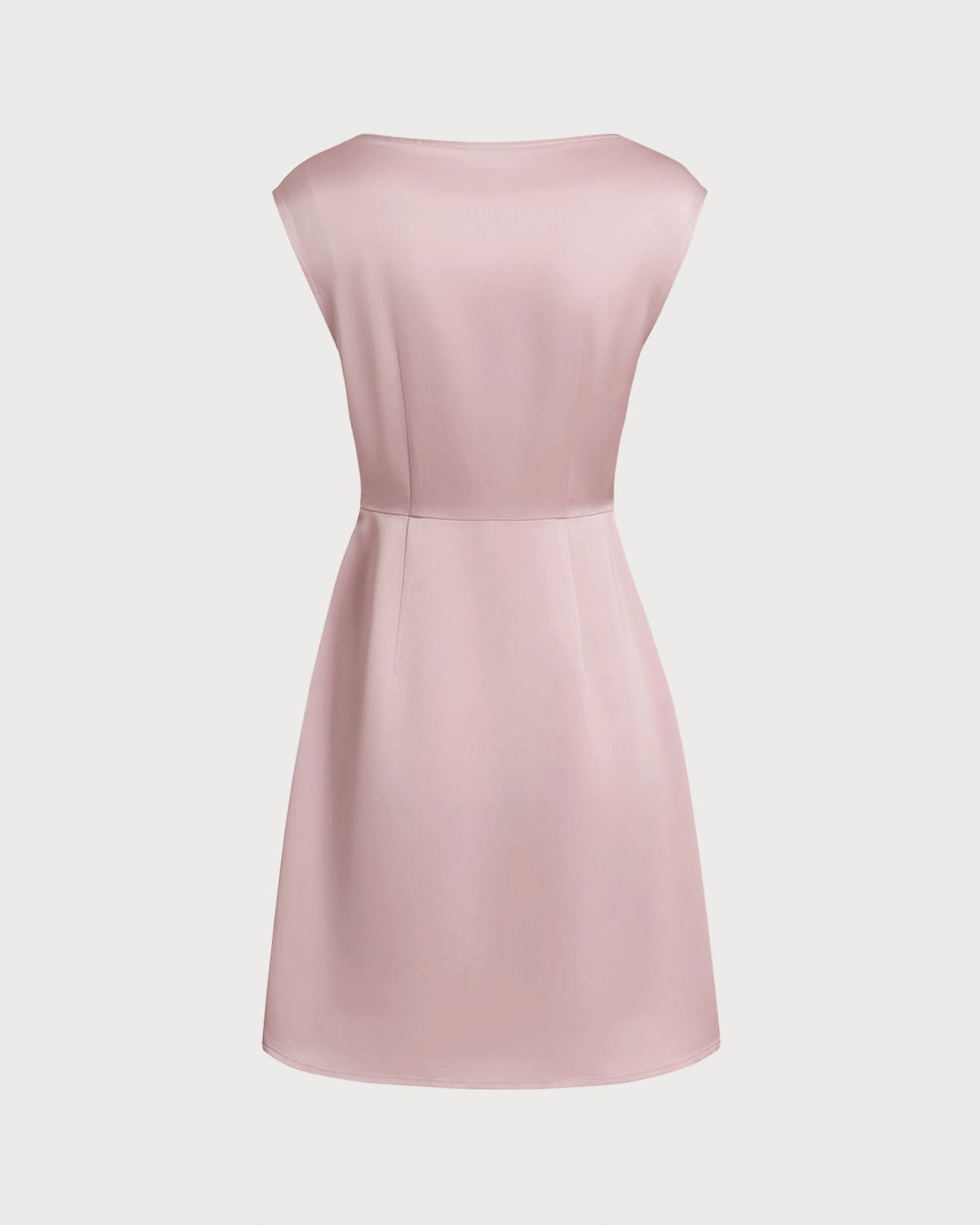 Pink Boat Neck Satin Mini Dress - Threadford