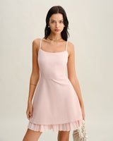 Pink Contrast A-Line Slip Mini Dress - Threadford