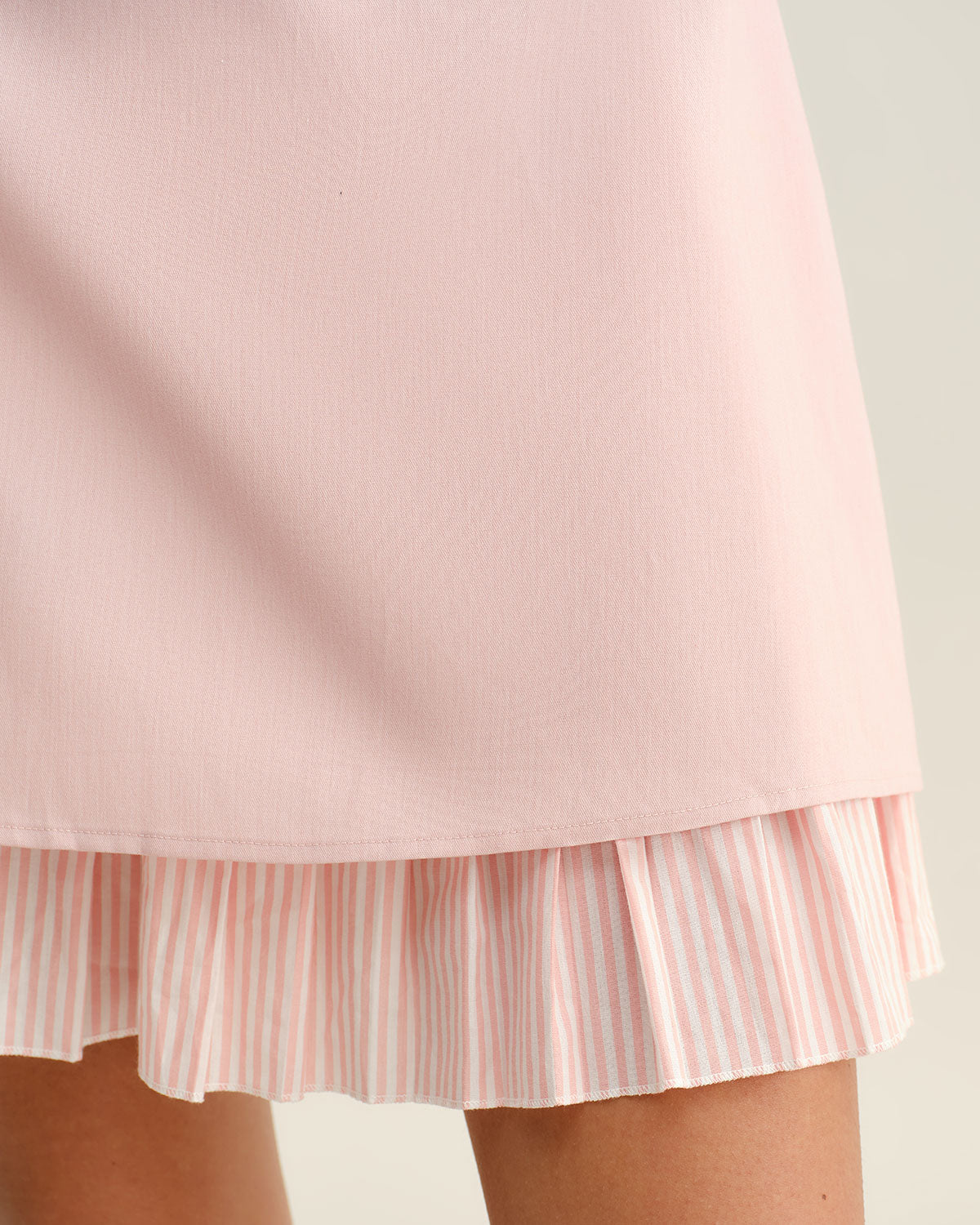 Pink Contrast A-Line Slip Mini Dress - Threadford