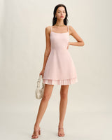 Pink Contrast A-Line Slip Mini Dress - Threadford