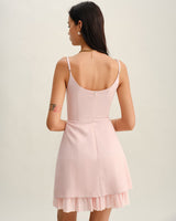 Pink Contrast A-Line Slip Mini Dress - Threadford