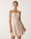 Pink Floral A-Line Slip Mini Dress - Threadford