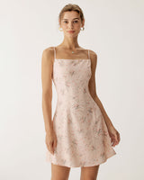 Pink Floral A-Line Slip Mini Dress - Threadford