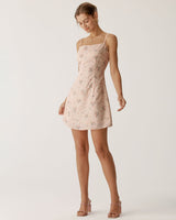 Pink Floral A-Line Slip Mini Dress - Threadford