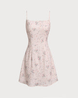 Pink Floral A-Line Slip Mini Dress - Threadford
