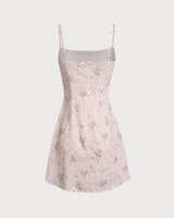 Pink Floral A-Line Slip Mini Dress - Threadford