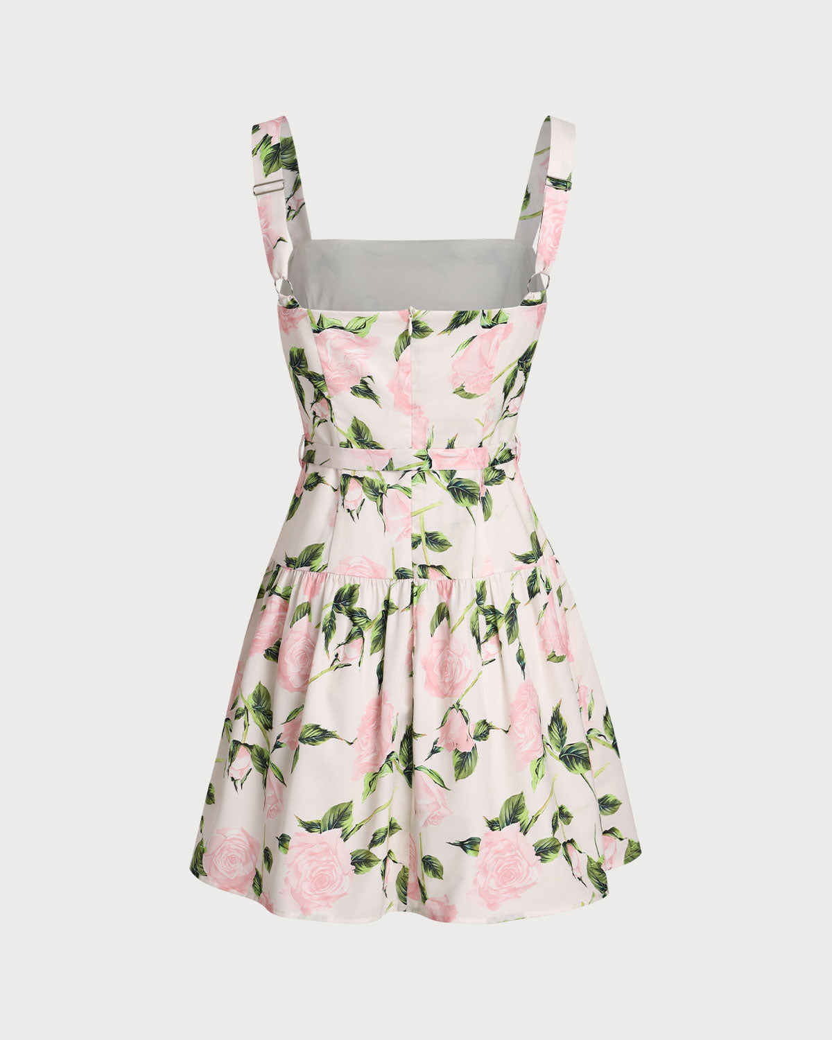Pink Floral Ruched Belted Slip Mini Dress - Threadford