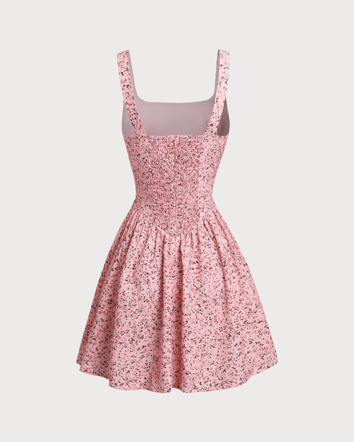 Pink Floral Ruched Corset Slip Mini Dress - Threadford