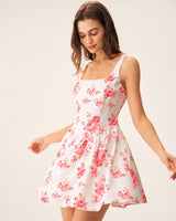 Pink Floral Ruched Mini Dress - Threadford