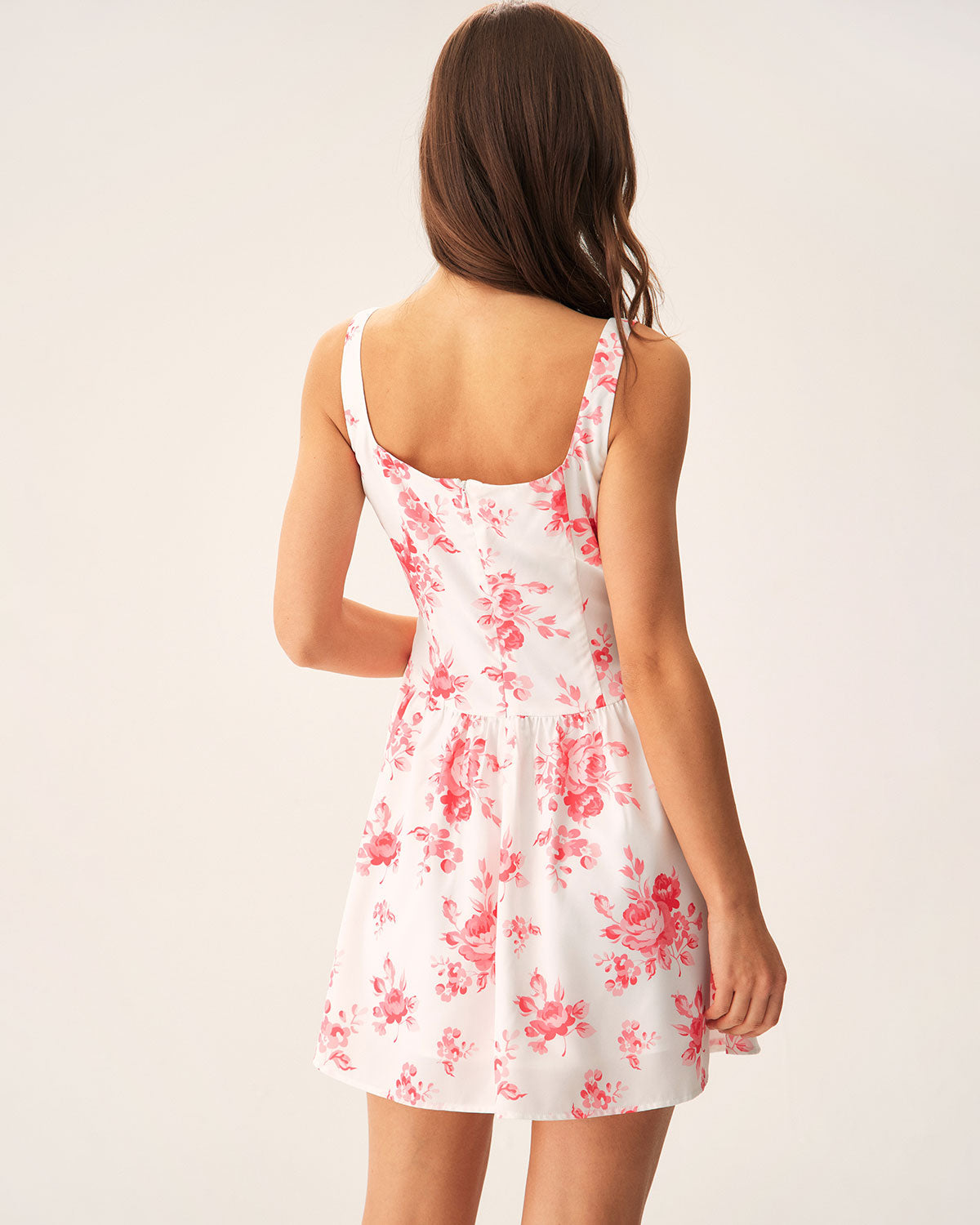 Pink Floral Ruched Mini Dress - Threadford