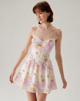 Pink Floral Sweetheart Neck Slip Mini Dress - Threadford