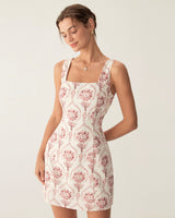 Pink Square Neck Floral Slip Mini Dress - Threadford