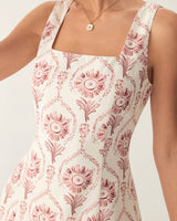Pink Square Neck Floral Slip Mini Dress - Threadford