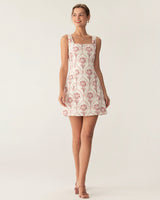 Pink Square Neck Floral Slip Mini Dress - Threadford