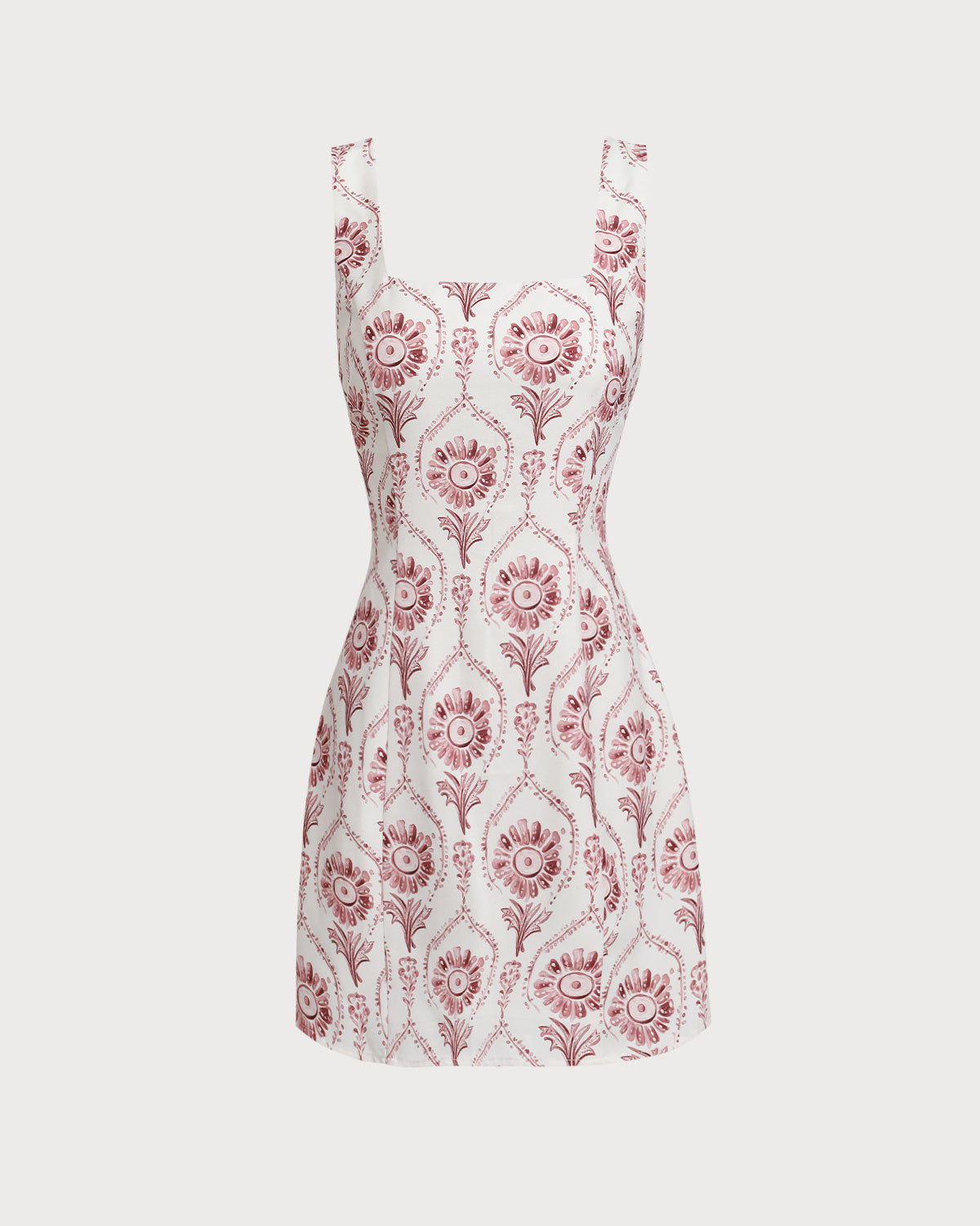 Pink Square Neck Floral Slip Mini Dress - Threadford