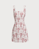 Pink Square Neck Floral Slip Mini Dress - Threadford