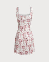 Pink Square Neck Floral Slip Mini Dress - Threadford