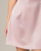 Pink Square Neck Satin Mini Dress - Threadford