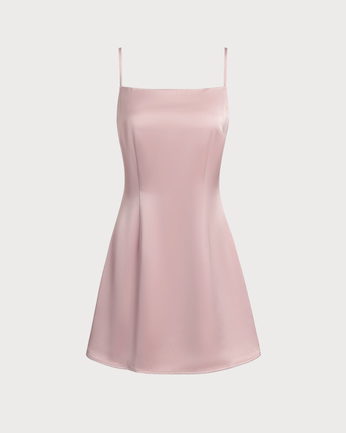 Pink Square Neck Satin Mini Dress - Threadford