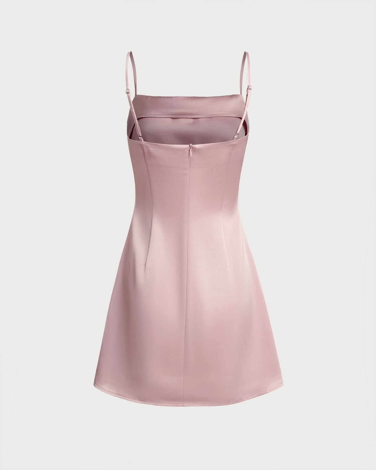 Pink Square Neck Satin Mini Dress - Threadford