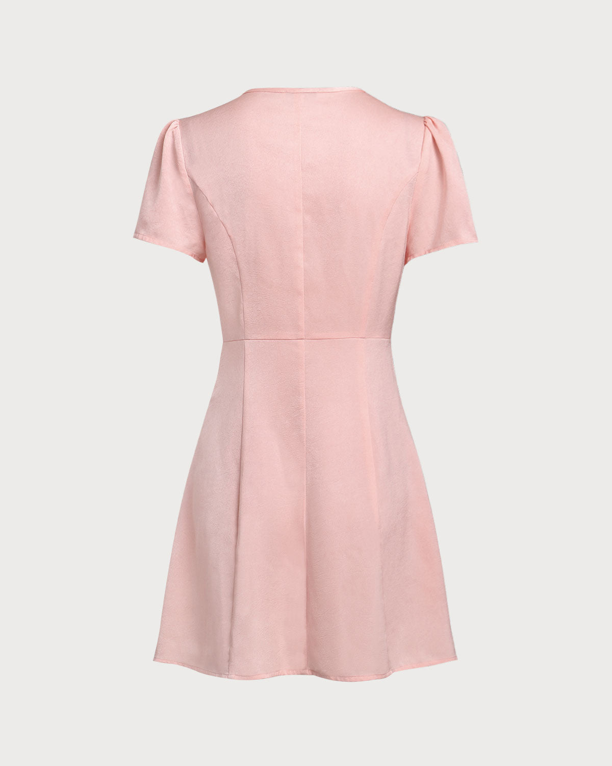Pink V Neck Button Mini Dress - Threadford