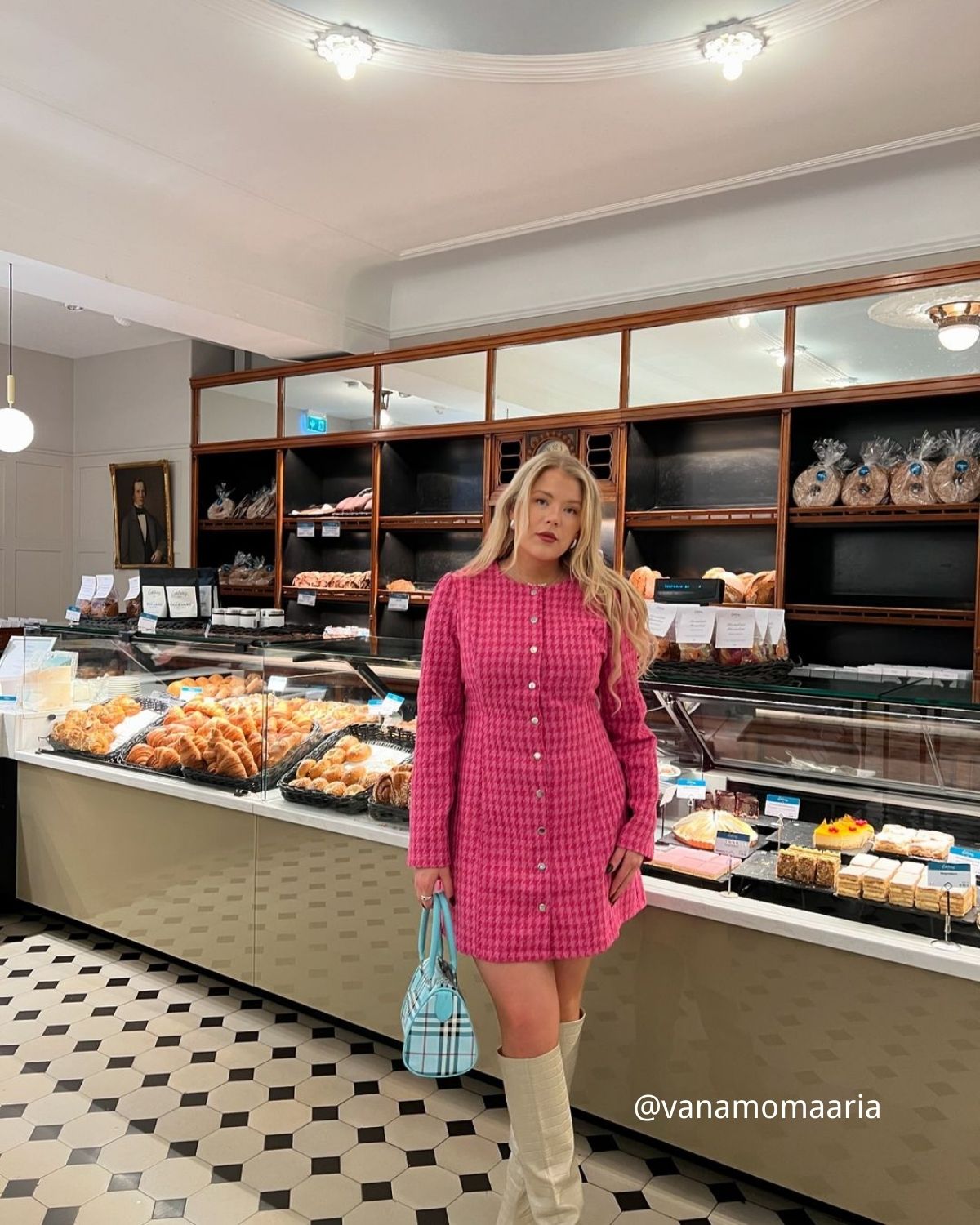 Women's Pink Single-breasted Tweed Mini Dress - Threadford