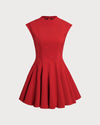 Red Sleeveless A-Line Mini Dress - Threadford