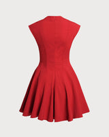 Red Sleeveless A-Line Mini Dress - Threadford
