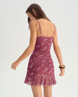 Red Floral Ruffle Slip Mini Dress - Threadford