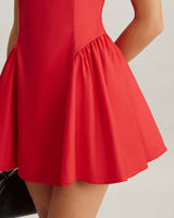 Red Ruched Sleeveless Mini Dress - Threadford