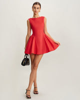 Red Ruched Sleeveless Mini Dress - Threadford