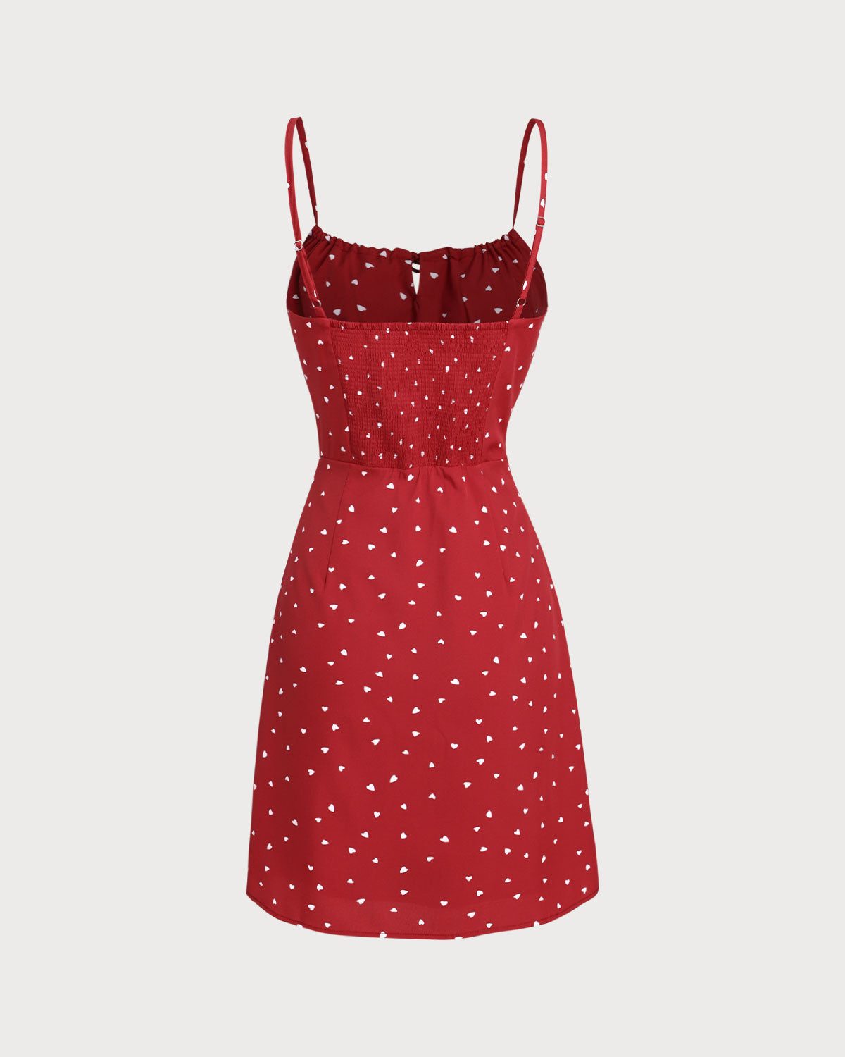 Red Heart Pattern Sweetheart Neck Slip Mini Dress - Threadford