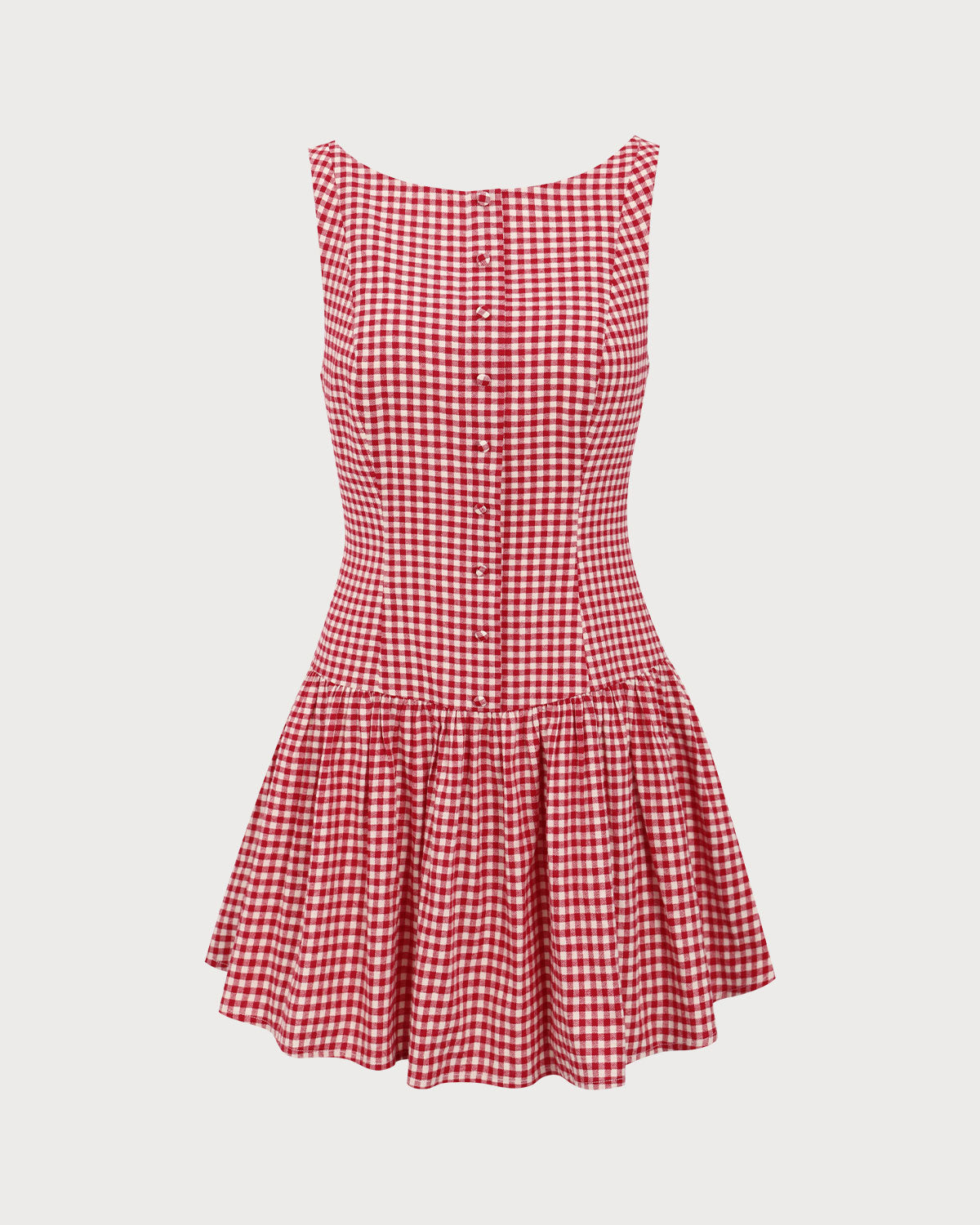 Red Plaid Boat Neck Mini Dress - Threadford