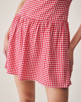 Red Plaid Sweetheart Neck Slip Mini Dress - Threadford