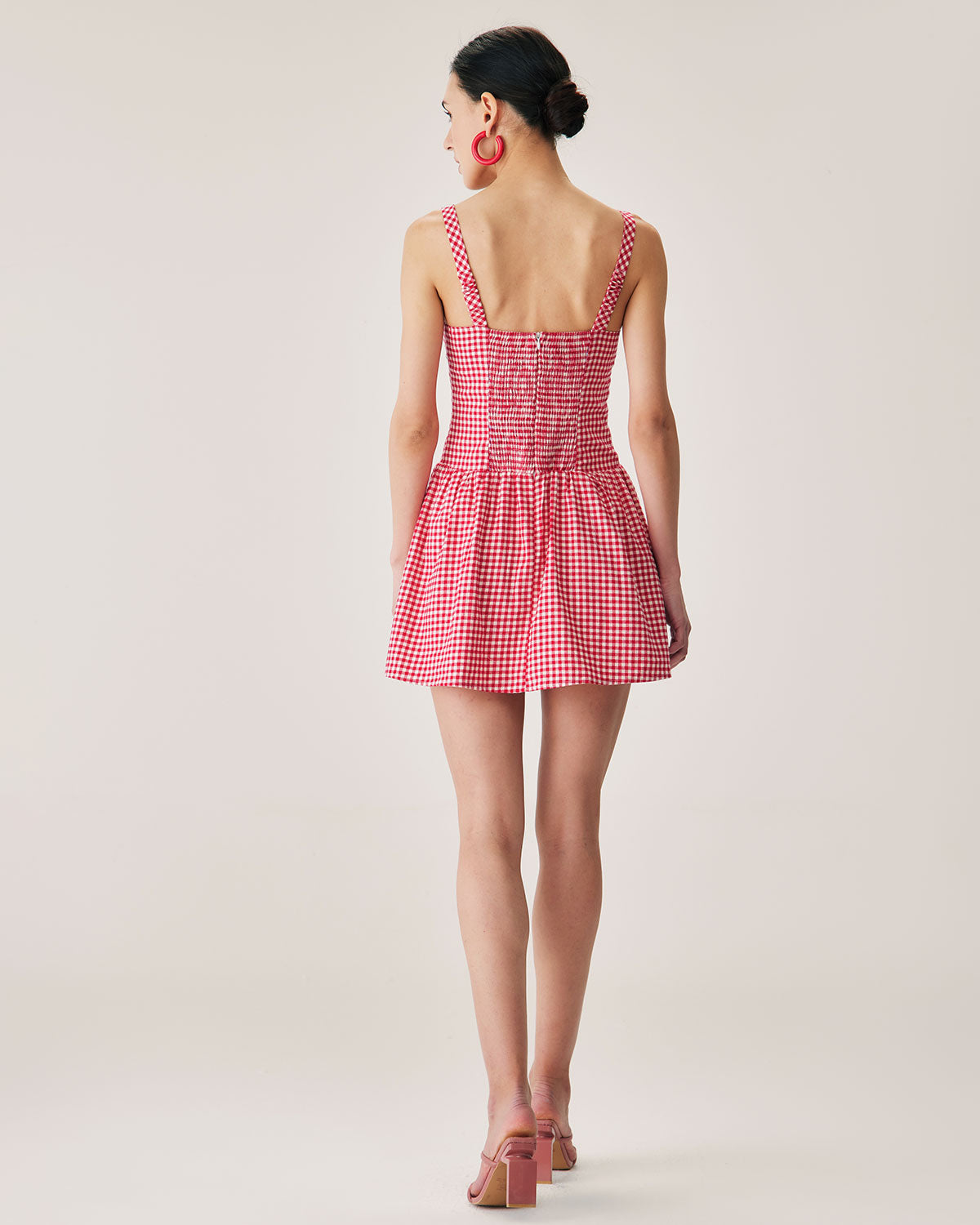 Red Plaid Sweetheart Neck Slip Mini Dress - Threadford