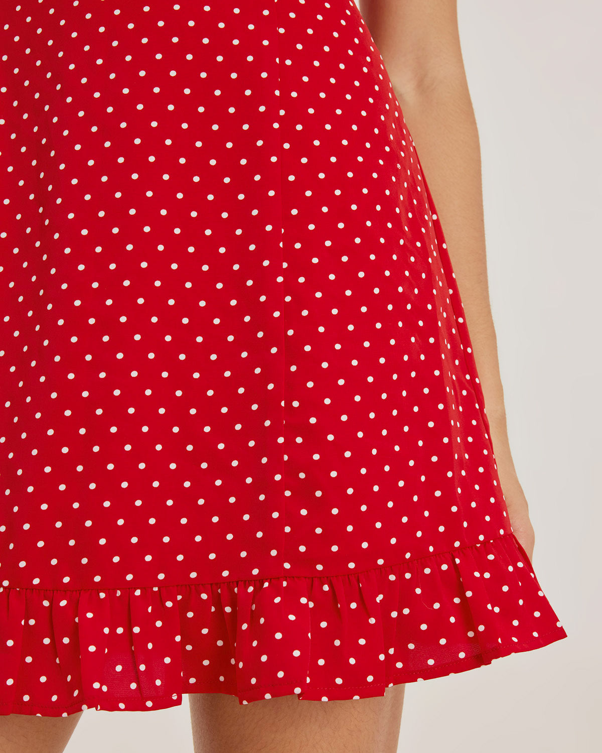 Red Sweetheart Neck Ruffle Slip Mini Dress - Threadford