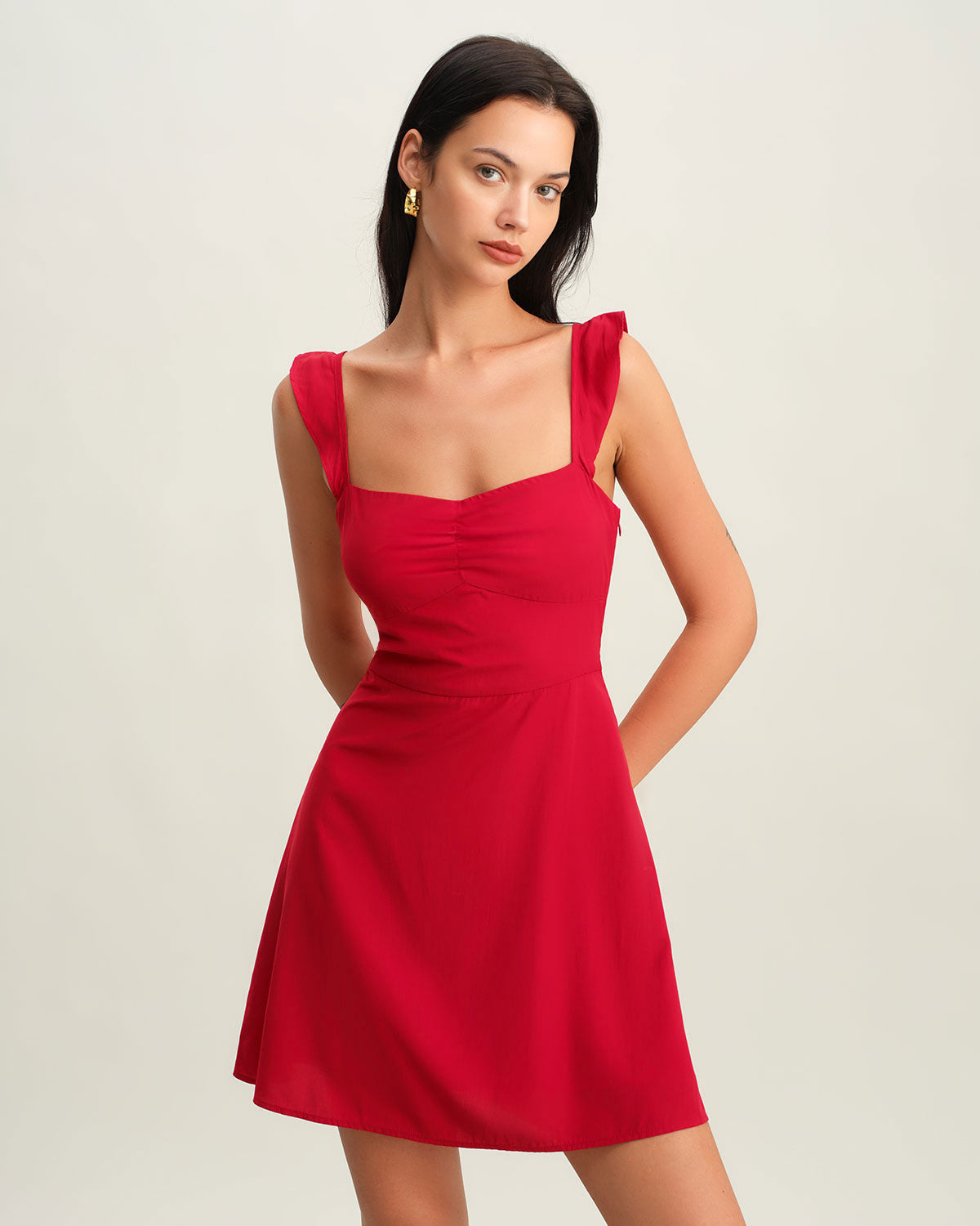Red Sweetheart Neck Slip Mini Dress - Threadford