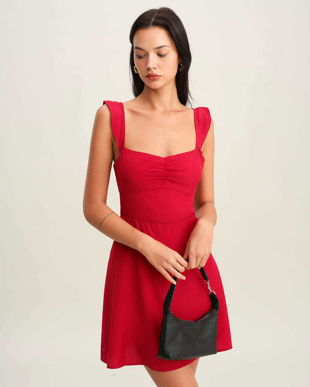Red Sweetheart Neck Slip Mini Dress - Threadford